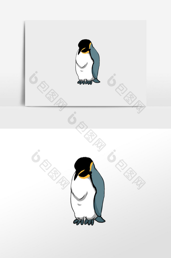 黑白企鹅坐着插画图片图片