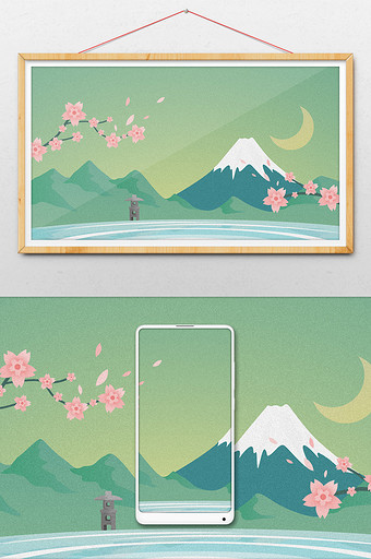 和风富士山图片 和风富士山素材 包图网