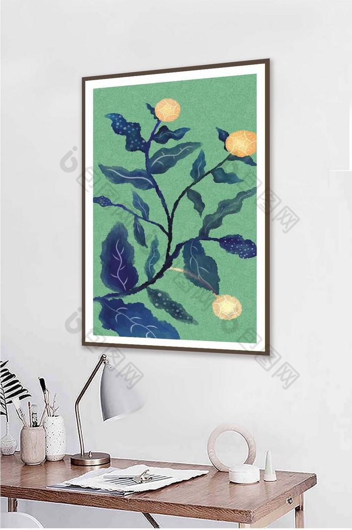 抽象夸张叶子手绘装饰画