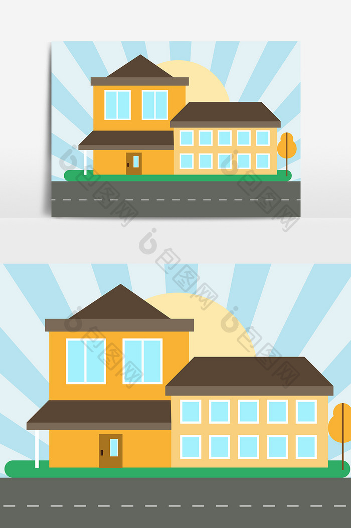 扁平化彩色房子元素