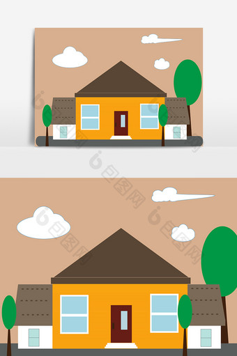 扁平化黄色房子建筑元素图片