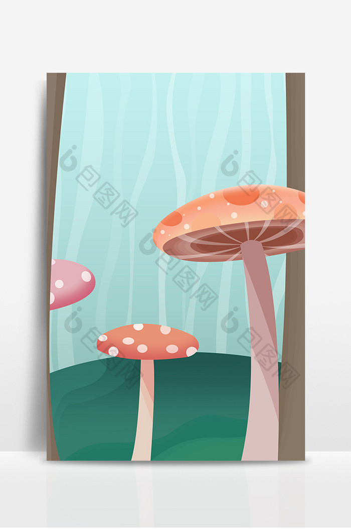 浪漫梦幻森林蘑菇背景