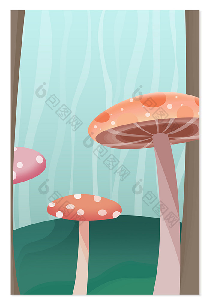 浪漫梦幻森林蘑菇背景