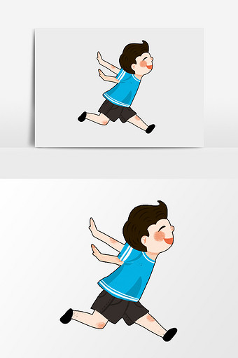 可爱卡通手绘跑步男孩图片