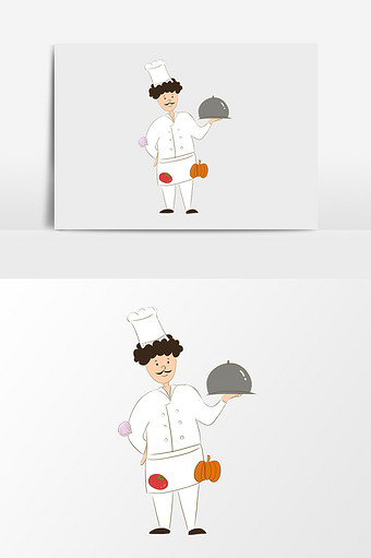 卡通手绘免扣厨师图片