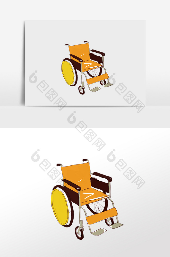 手绘卡通医疗器械轮椅