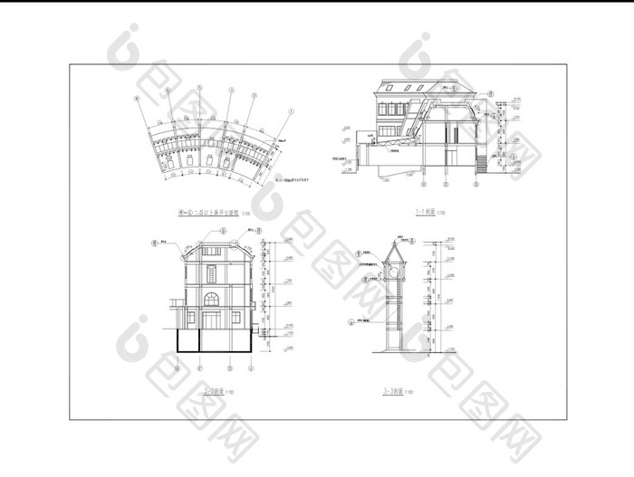 CAD住宅小区会所全套建筑设计图