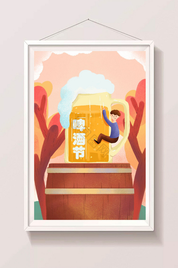 狂欢啤酒节酒桶啤酒插画图片
