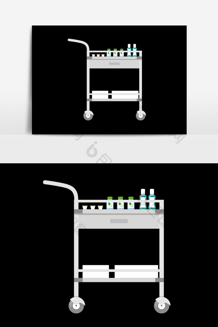 扁平矢量医疗推车
