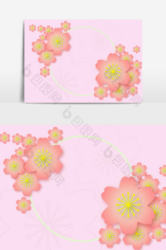 浪漫粉红花纹元素图片