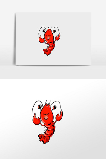 红色卡通小龙虾手绘元素插画图片