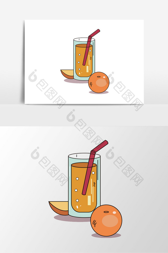 手绘美味橙汁果汁元素