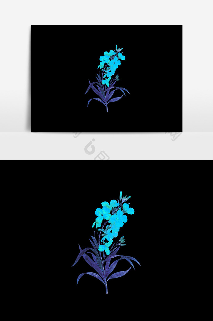 蓝色植物设计元素