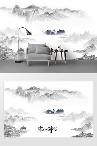 中式水墨家和万事兴电视背景墙定制图片