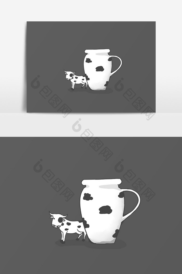 黑白茶杯元素设计