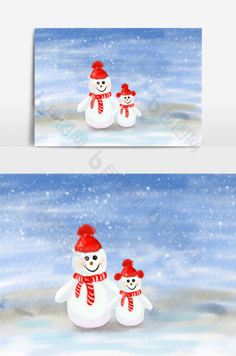 创意小雪人风景元素图片