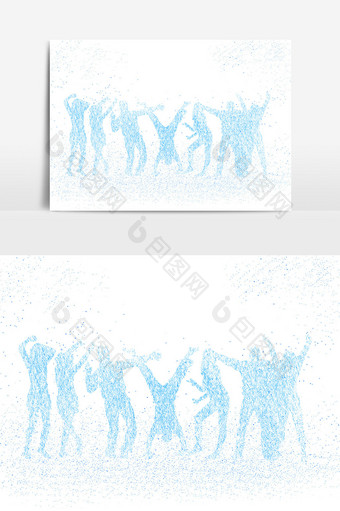 蓝色跳舞运动员粒子元素图片