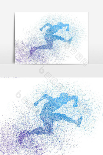 蓝色男运动员粒子元素图片