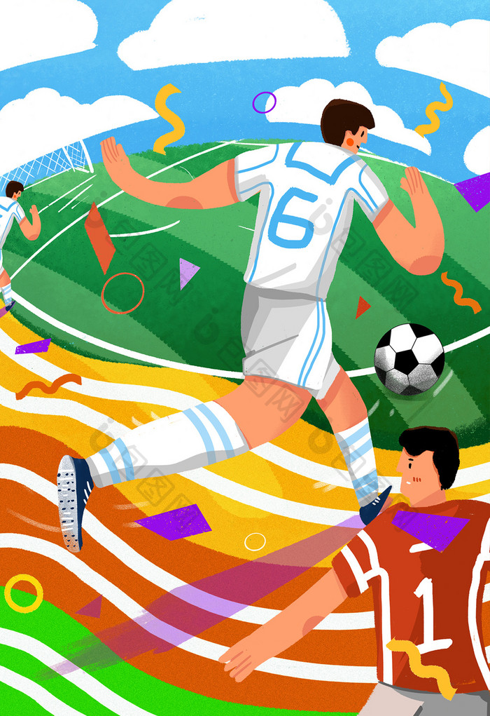简约纯色足球俄罗斯世界杯足球插画