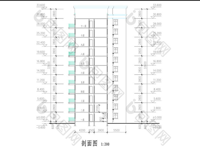 某建筑平立剖施工图CAD