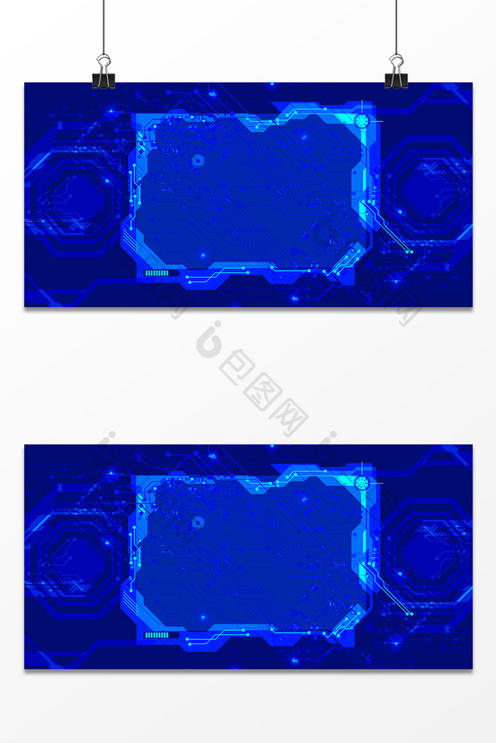 蓝色方框科技背景