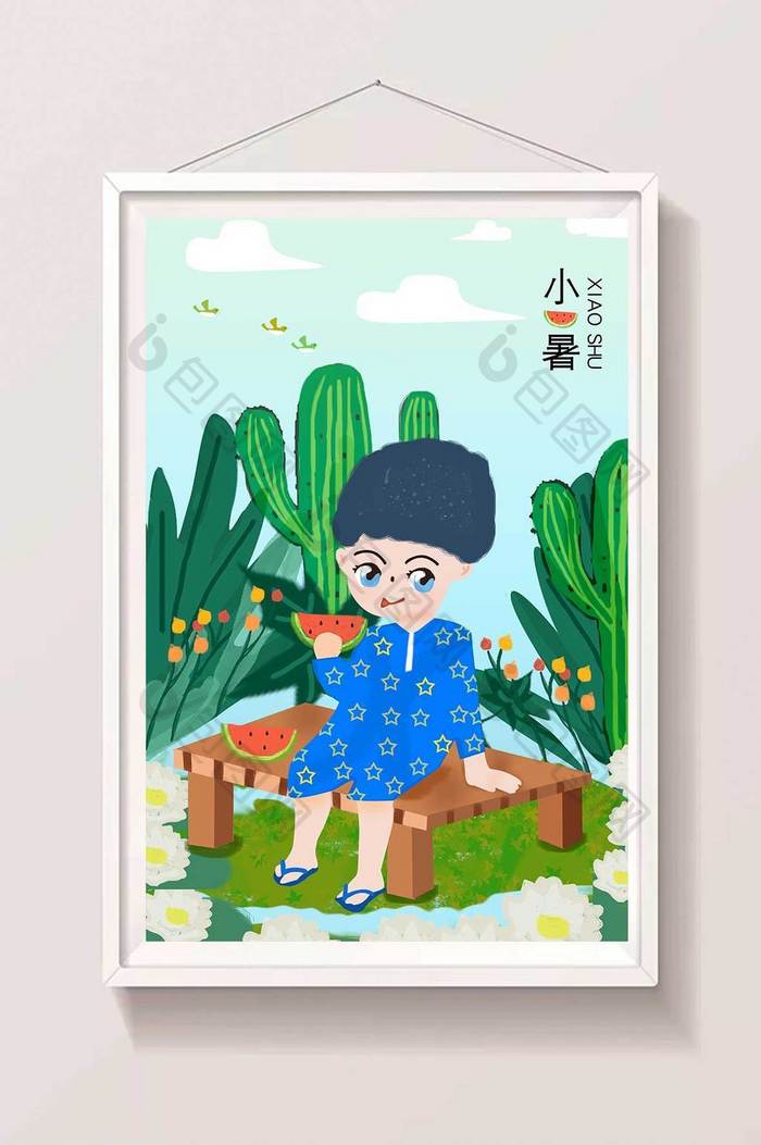 创意小暑简约插画海报