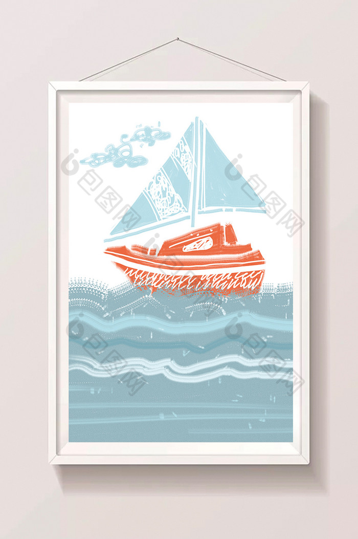 夏日海洋帆船插画插画图片图片