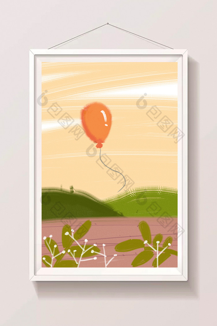 暖色调夏日黄昏气球插画图片图片