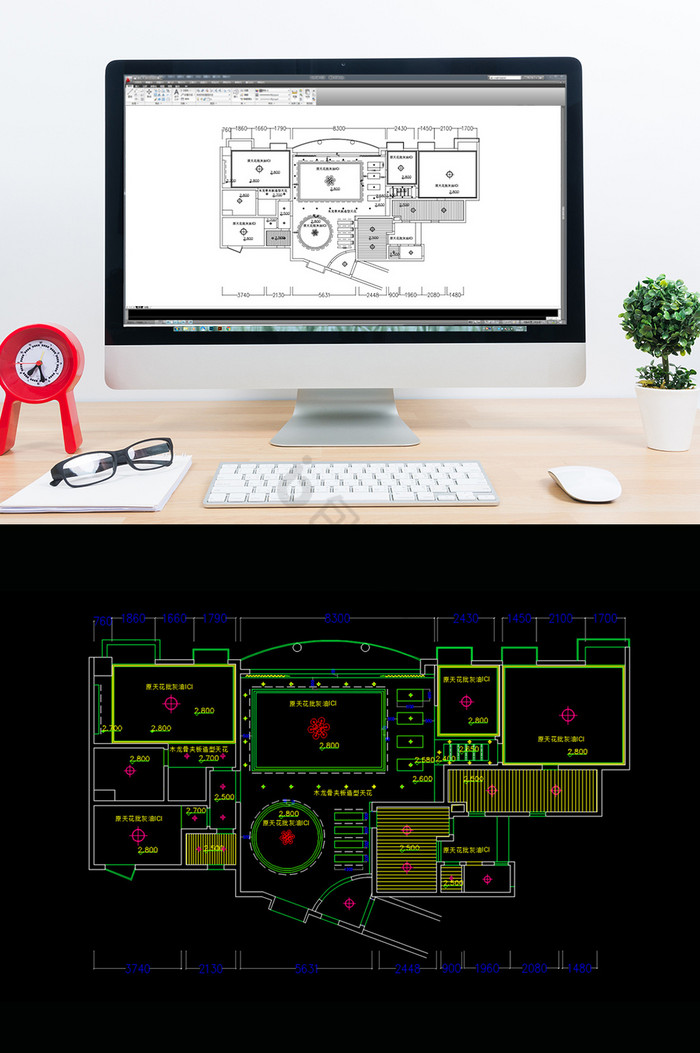 照明天花吊灯CAD平面图图片