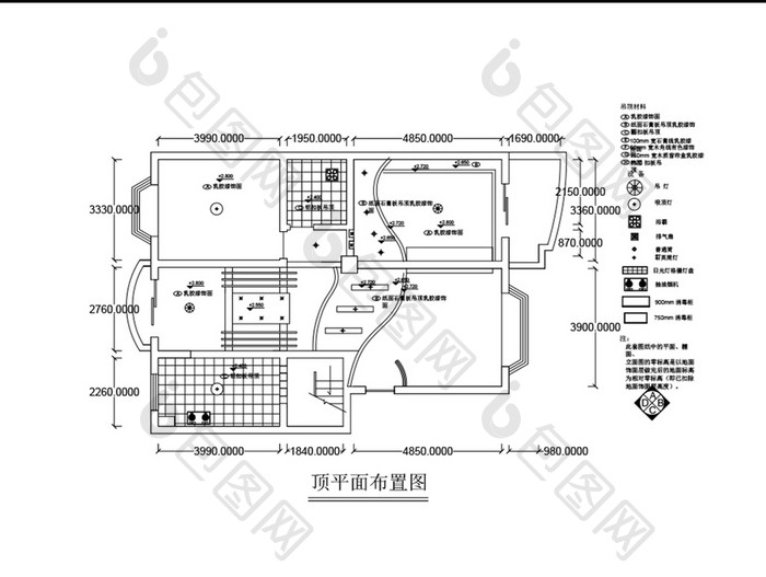 天花吊顶CAD平面布置图