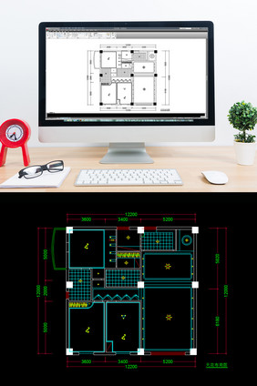 两室一厅天花吊顶CAD平面图