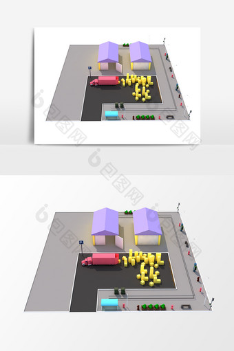 小型街道立体化元素图片