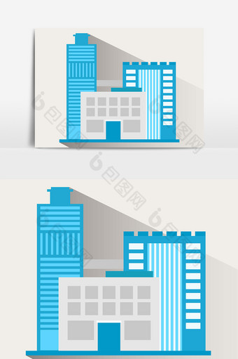 白蓝色建筑元素设计图片