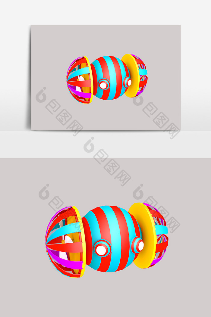 3D卡通立体多彩球设计元素