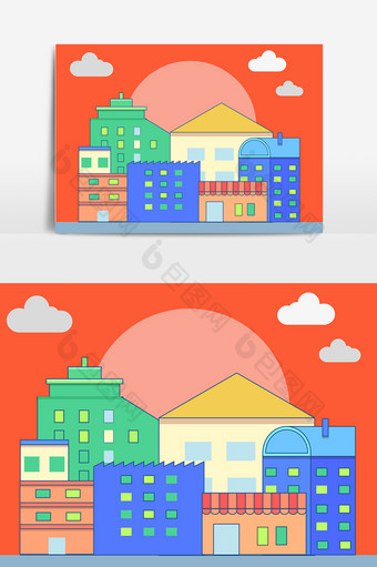 彩色扁平化房子元素图片