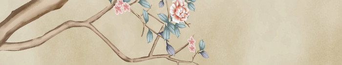 中式手绘工笔花鸟图装饰背景墙