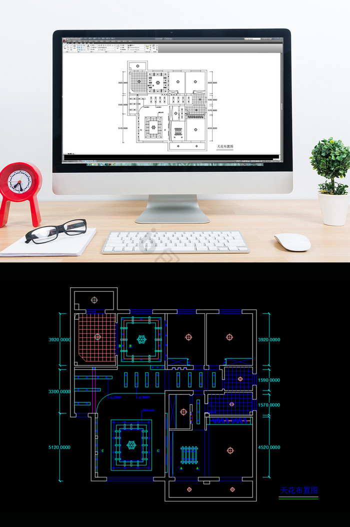 天花吊顶照明布置CAD图纸图片