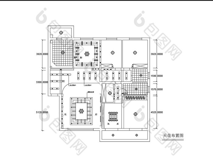 天花吊顶照明布置CAD图纸