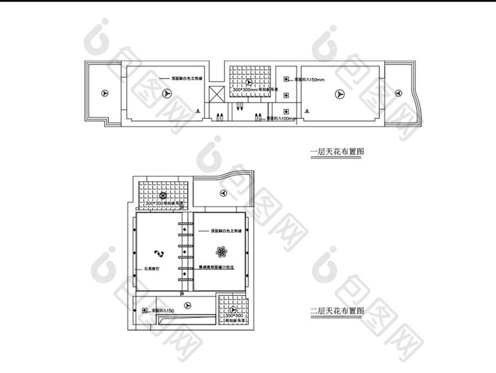 复式上下层吊顶天花板CAD图纸