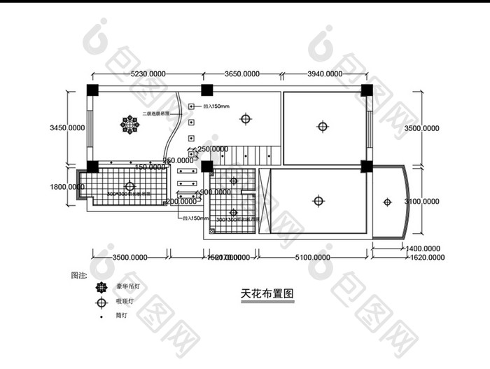 天花板灯位CAD布置图