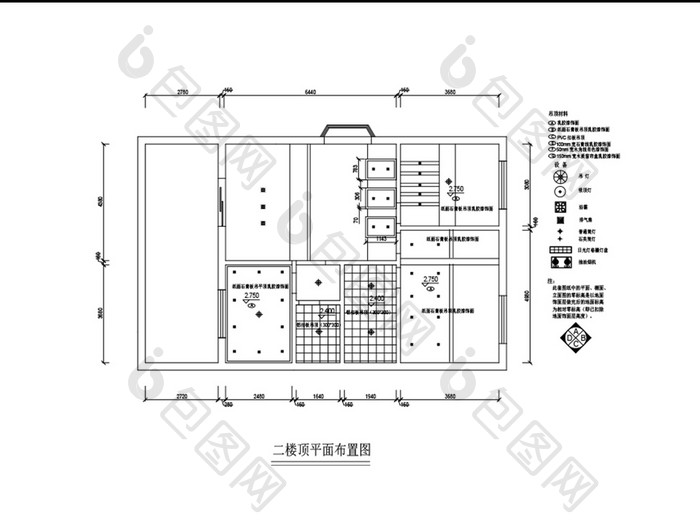 天花板吊顶布置图两室一厅CAD图纸