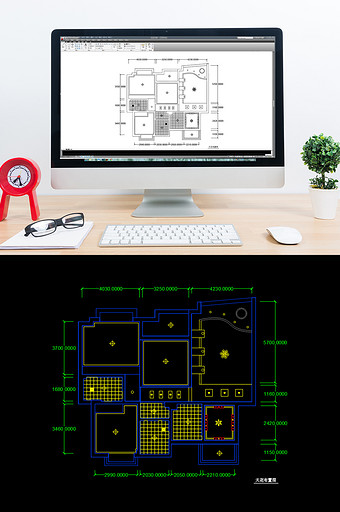 三室两厅天花板布置CAD布置图纸图片