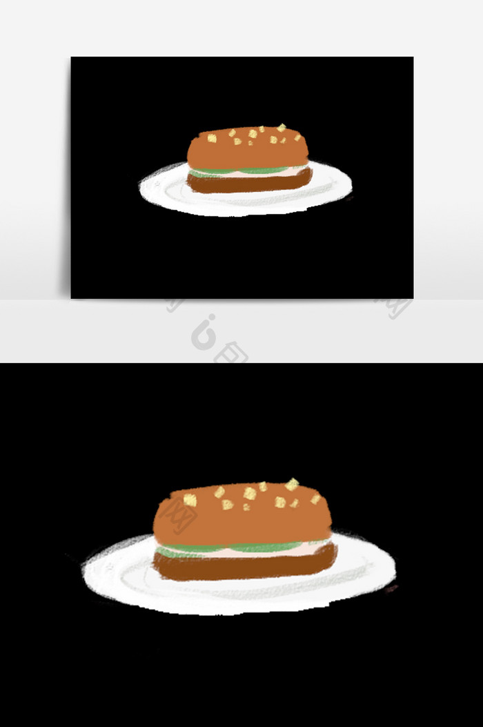 手绘卡通美食汉堡包素材