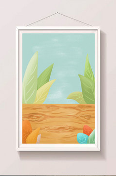 暖色卡通手绘插画咖啡厅插画背景手绘素材