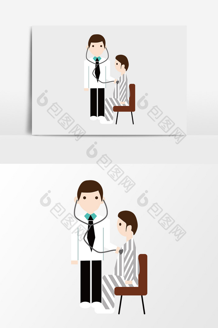 卡通矢量医生病人听诊器