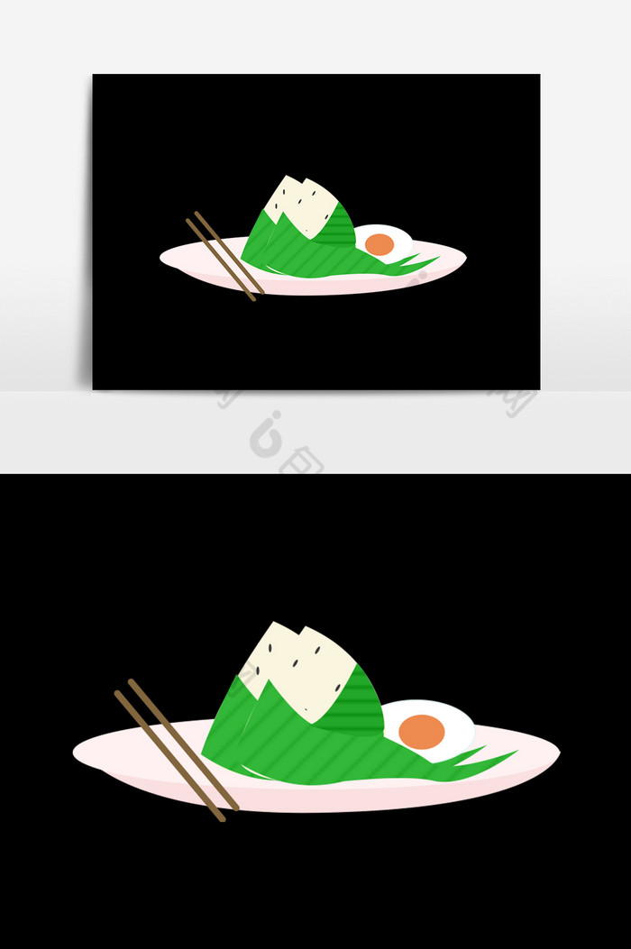 绿色端午粽子插画素材扁平风格图片