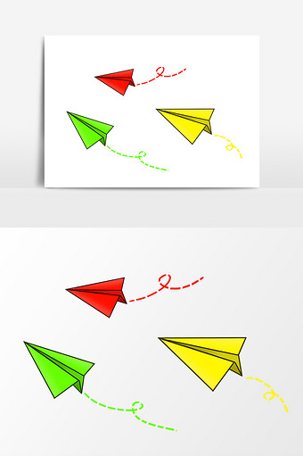 手繪矢量彩色紙飛機元素圖片下載