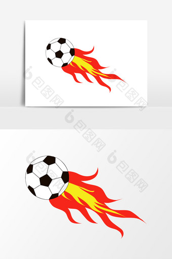 手绘矢量火焰足球元素图片