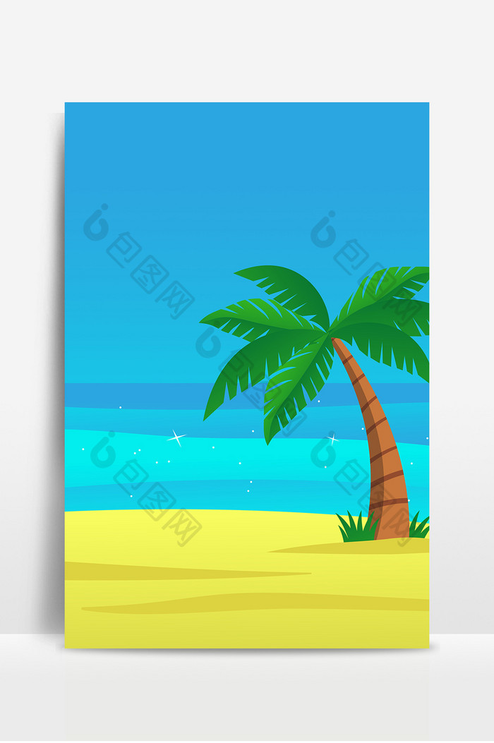 扁平卡通海边椰树背景图片