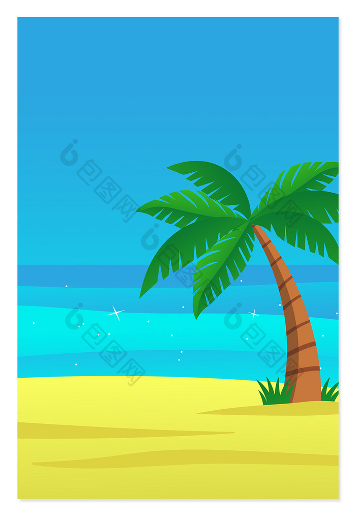 扁平卡通海边椰树背景图片